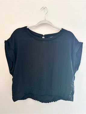 Dkny Black Short Sleeve Boxy Top